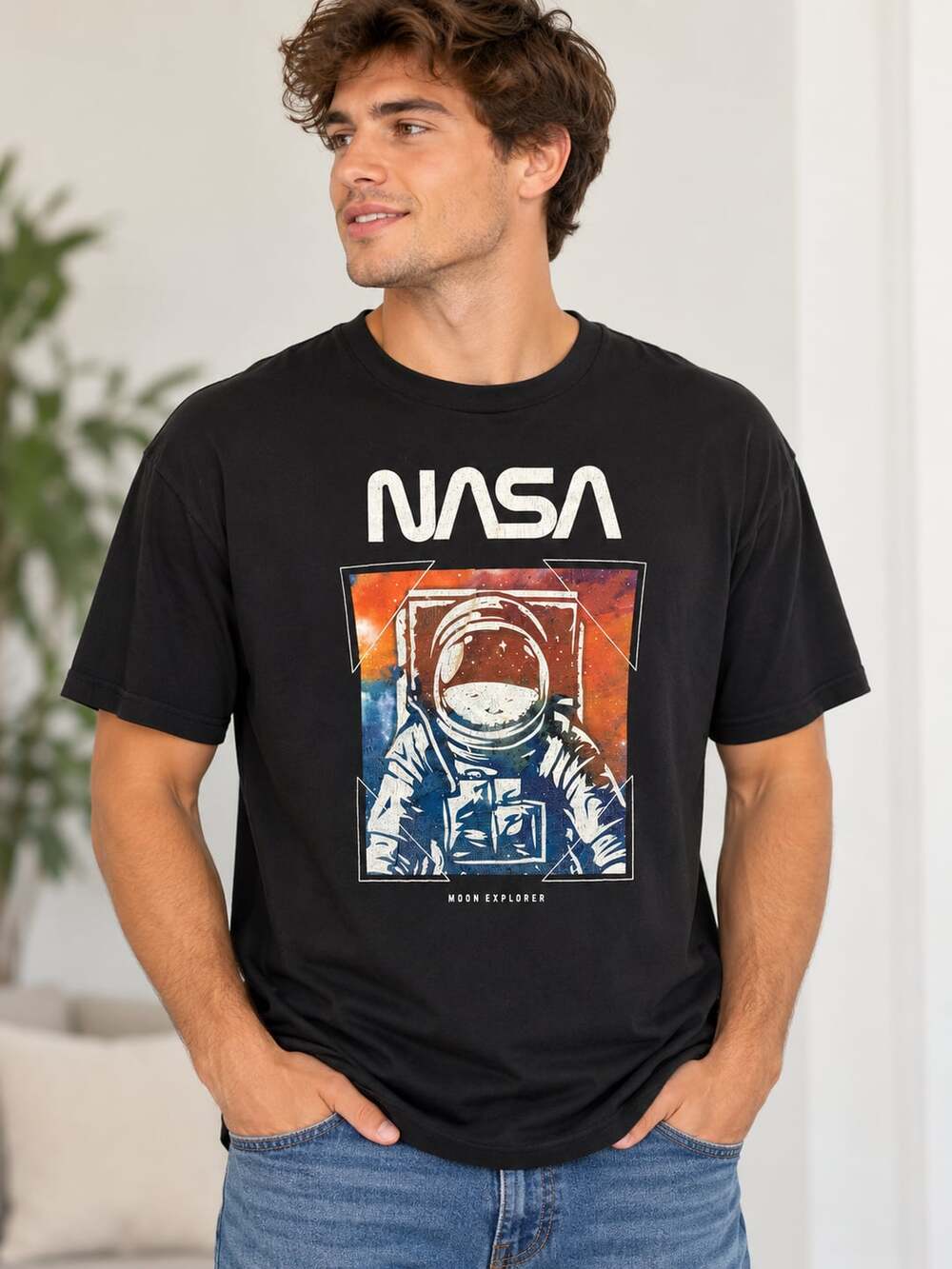 Hyper Space NASA Moon Explorer T-Shirt Size 3XL Black Graphic Tee